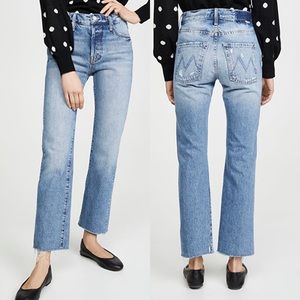 • MOTHER • The Scrapper Cuff Ankle Fray Straight Leg Jeans Take Me Higher